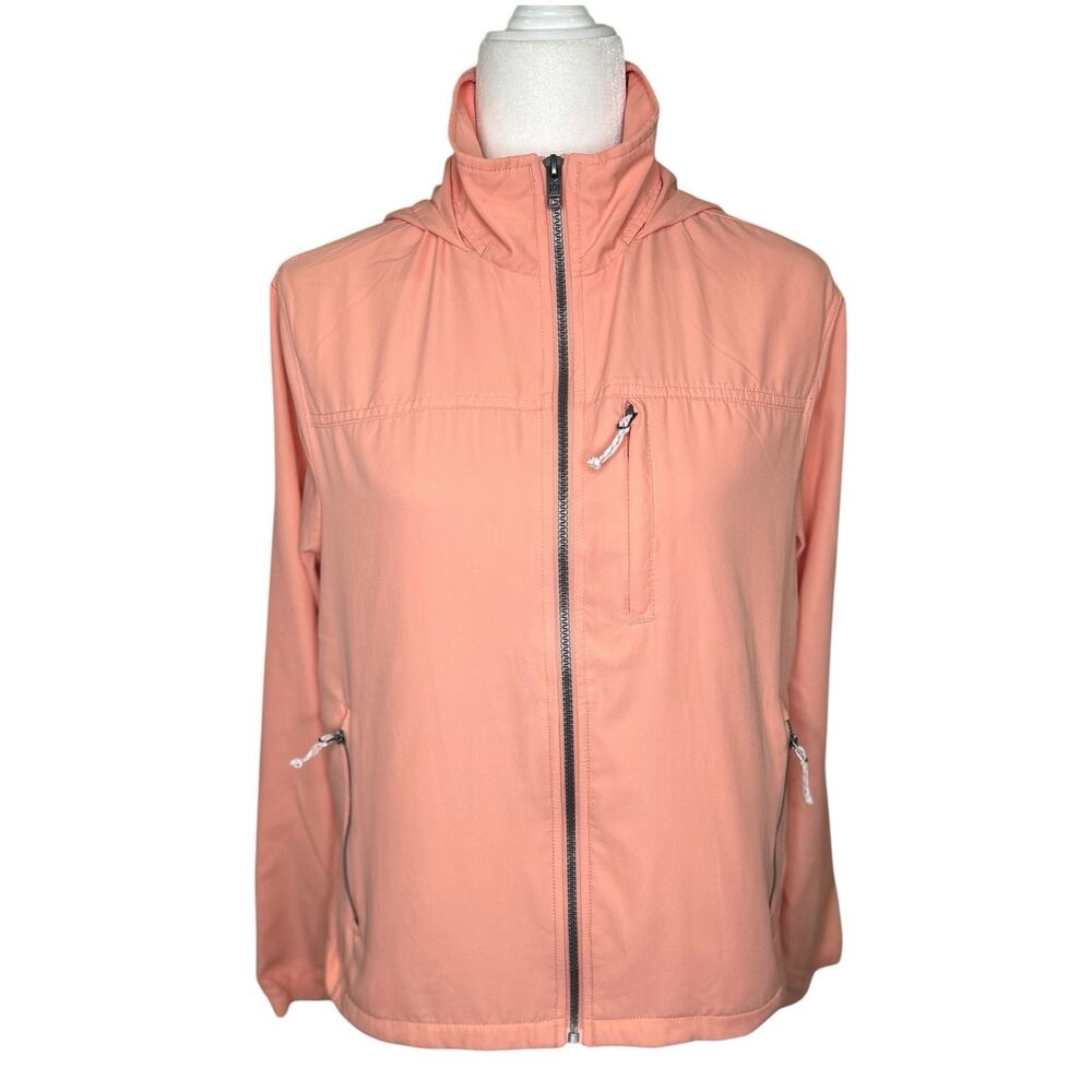 Avalance Peach Lightweight Utility Everyday Jacket Zippers Hidden Hood Large